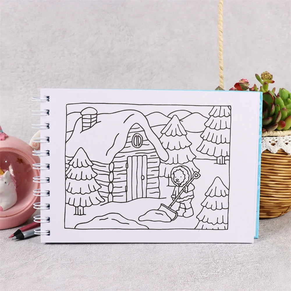 Livro de Colorir Bobbie Goods Aventuras Capa dura Cor Azul+ Conjunto de Canetinhas 36 Cores