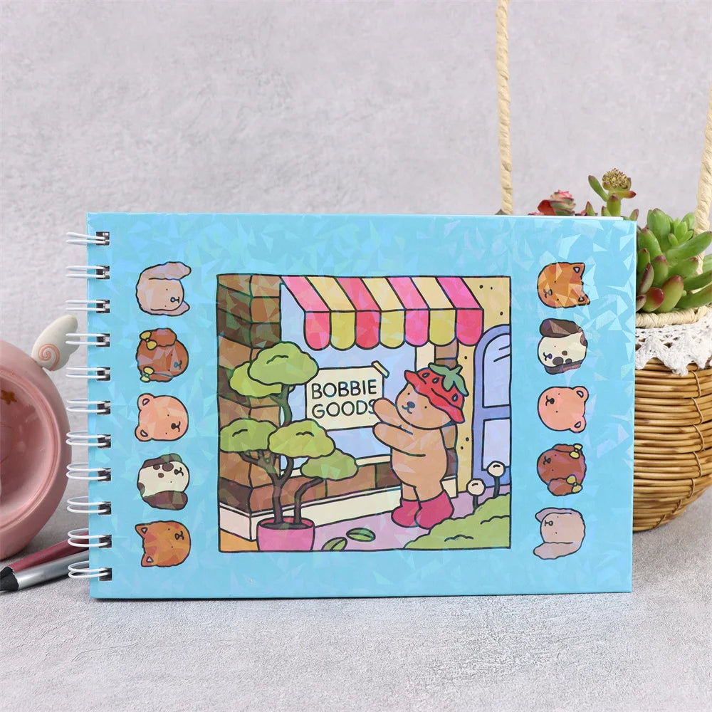 Livro de Colorir Bobbie Goods Aventuras Capa dura Cor Azul+ Conjunto de Canetinhas 36 Cores