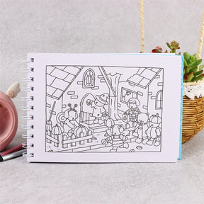 Livro de Colorir Bobbie Goods Aventuras Capa dura Cor Azul+ Conjunto de Canetinhas 36 Cores