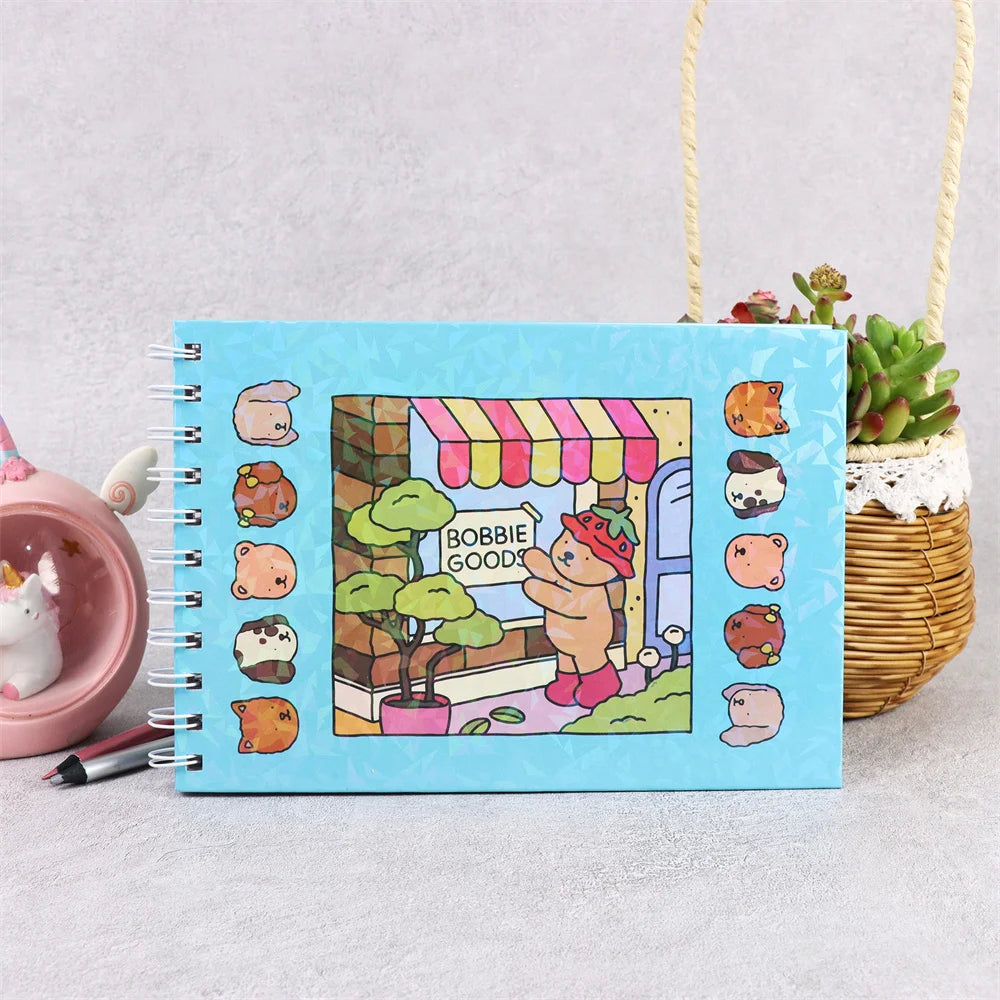 Livro de Colorir Bobbie Goods Aventuras Capa dura Cor Azul+ Conjunto de Canetinhas 36 Cores