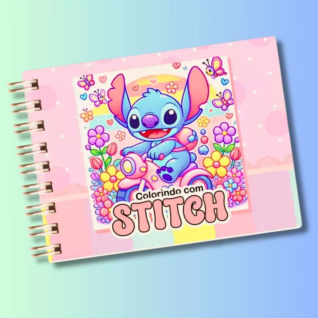 Livro De Colorir Bobbie Goods Stitch Capa Dura + Conjunto de Canetinhas 36 Cores