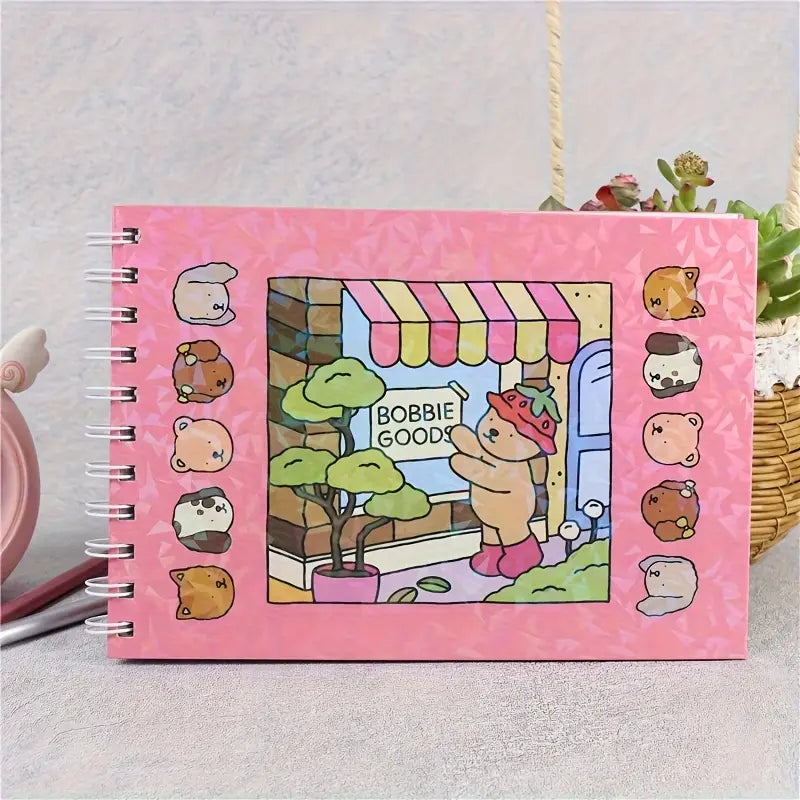 Livro de Colorir Bobbie Goods Aventuras Capa dura Cor Rosa + Conjunto de Canetinhas 36 Cores